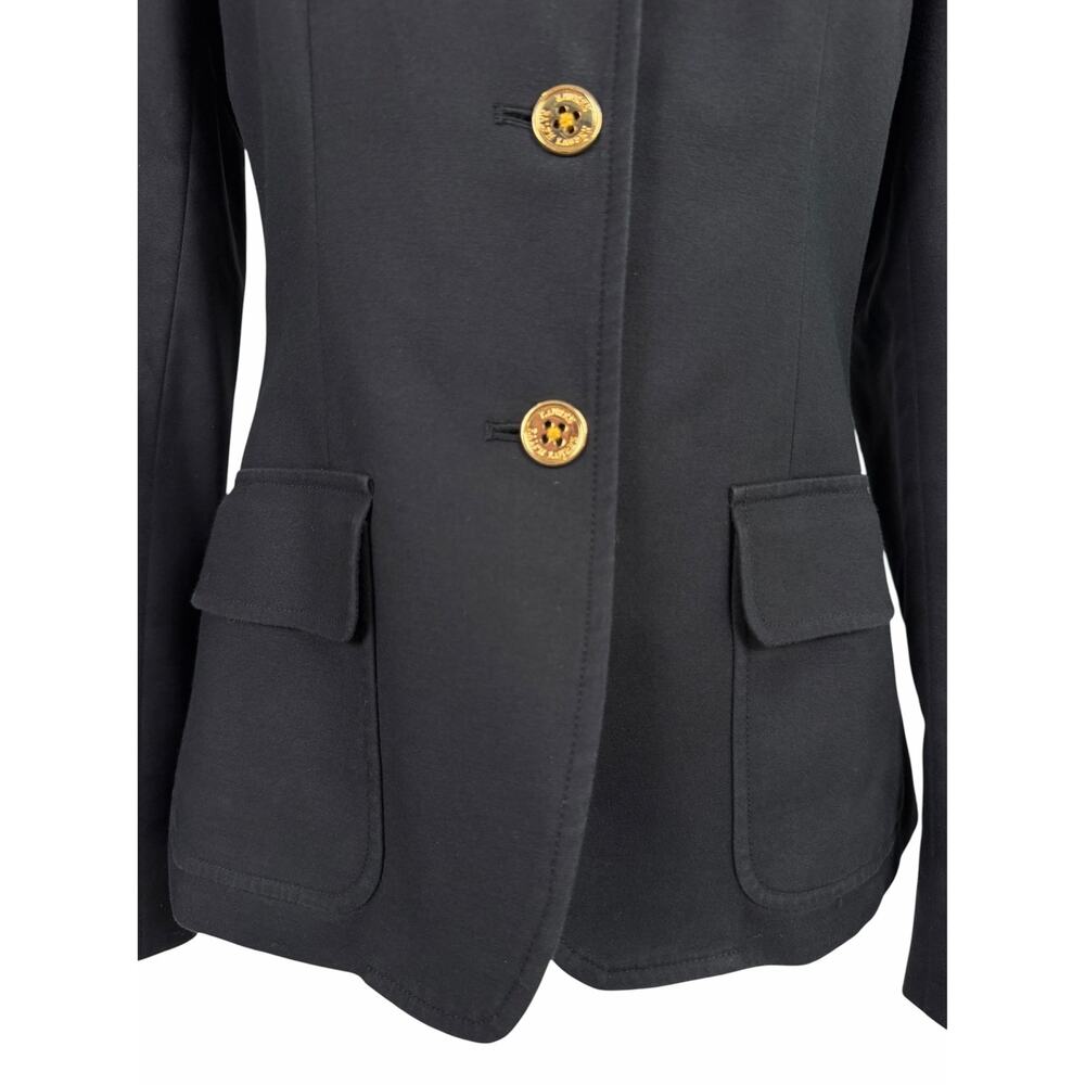 Lauren Ralph Lauren Crest Black Cotton Blazer Jacket Women’s 4 Preppy Academia - Picture 6 of 9